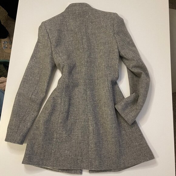 ZARA Grey Wool Coat with Pockets - Picture 3 of 6